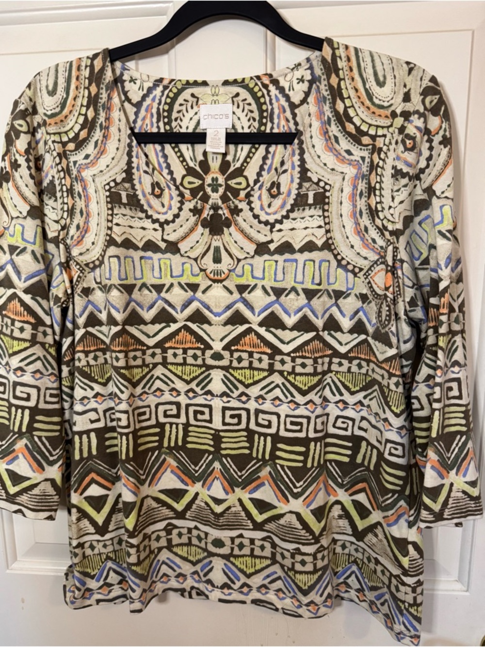 Chico's 3/4 Sleeve Boho Top